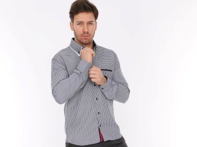 Rawlucci Yeni Şık Uzun Kol Ekole Slim Fit Erkek Gömlek