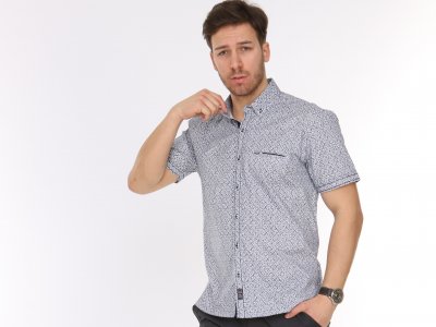 New Stylish Design Long Sleeve Poplin Printed Slim Fit Men's Shirts